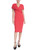 Red Pleated Faux Shoulder Wrap Day Dress Front