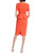 Deep Salmon Belted Midi Peplum Dress with Pencil Skirt Back