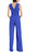 Violet Belted Sleeveless Jumpsuit with Pleated Shoulders Back