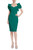 Emerald Ruffled Rosette Sleeves Sheath Front