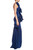 Midnight Blue Sculptural Swirl Evening Gown Side