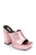 Pink Lofty Metallic Platform Block Heel Slide Front Side