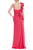 Rose One-Shoulder Pleated Leaf Evening Gown Back