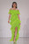 Lime Off-Shoulder High-Low Gown with Cascading Ruffles Runway