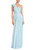 Azure One-Shoulder Pleated Chiffon Evening Gown Front