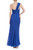 Bright Blue One-Shoulder Pleated Chiffon Evening Gown Back