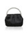 Black Audrey Pleated Satin Pouch with Halfmoon Crystal HandleFront