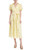 Yellow White Floral Faux Wrap Lace Dress Front