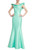 Spearmint Mikado Folded High Neck Mermaid Gown Front