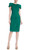 Emerald Floral Laser-Cut Sheath with Pleated Cap Sleeves Front