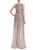 Pewter Stunning Sequined Godet Evening Gown  Front