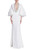 Light Ivory Fierce Teared Sleeve Gown with Plunging Neckline Front