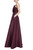 Wine Beaded Petals Strapless Evening Gown  Side