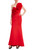 Red Rosette One-Shoulder Mermaid Evening Gown Back