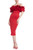 Red Glam Off-Shoulder Feather and Petal Sheath  Front