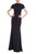 Black Embellished Funnel Neck Column Gown Front