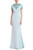 Seafoam Embellished Funnel Neck Column Gown Front