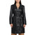Black Tinsley Genuine Leather Trench Coat Front