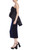 Black Navy Strapless Velvet and Mikado Peplum Bow Dress Side