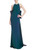 Teal Breathtaking Halter Gown with Mikado Bow Front