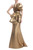 Gold Metallic Sculptured Ruffle Mermaid Gown Front