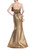Gold Metallic Sculptured Ruffle Mermaid Gown Back