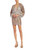 Silver Gold  Ombre Sequined Mini Dress with Rouched Balloon Sleeves Front