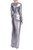 Silver Metallic Rouched Gown with High Slit Back