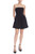 Black Strapless Mini with Pleated Flare Skirt Front