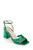 Green Michelle Metallic Strappy Block Heels Front Side