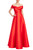 Red Off-Shoulder Mikado Gown with Criss-Cross Bodice Front