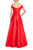 Red Off-Shoulder Mikado Gown with Criss-Cross Bodice Back