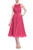 Fuchsia Paisley Lace Halter Midi Dress with Belt Front