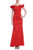 Red Criss Cross Ruffled Off-Shoulder Gown  Front
