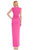 Pink Draped Shirred Dress with Deep V-Neck Back