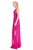 Fuchsia Sleeveless Cowl Neck Dress with High-Low Overlay Side