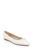 White Leather Cam Pointed Toe Leather Flats with Bow Front Side