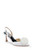 Soft White Carlise Satin Slingback with Singular Rose Front Side