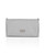 Silver Talia Satin Double Flap Clutch with Crystal Trim Back