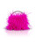 Neon Pink Flora Ostrich Feather Pouch Clutch Front