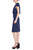 Navy Pop Over Bodice Dress with Floral Embellishment Side