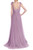 Lilac Tulle Gown with Sequined Bodice and Floral Shoulder Accents Back