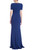 Navy Short Sleeve Beaded Neckline Column Gown