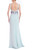 Seafoam Scoop Neck Column Gown with Embellished Sash