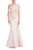 Blush Strapless Feather Fan Mermaid Gown Front