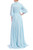 Ice Blue Pleated Chiffon Gown with Bishop Sleeves Back