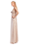 Champagne Strapless Liquid Jersey Gown with Rosette Detail Side