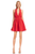 Red Orange Halter Mini Dress with Lapel Collar Front