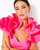 Hot Pink Lilly Pulitzer x Badgley Mischka Honor Ruffle Dress Detail