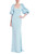 Ice Blue Beaded Cuff Jacket Column Gown Front